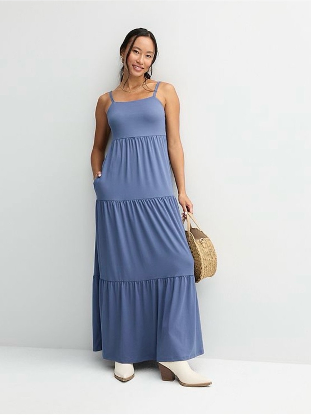 SO Rose Tiered Maxi Dress with Spaghetti Straps